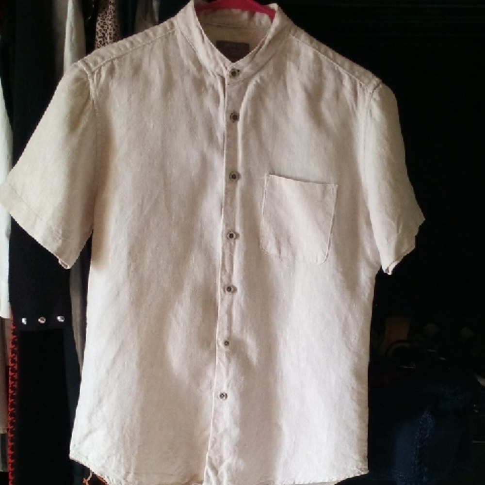 Casual Cream Button Down Shirt for Men